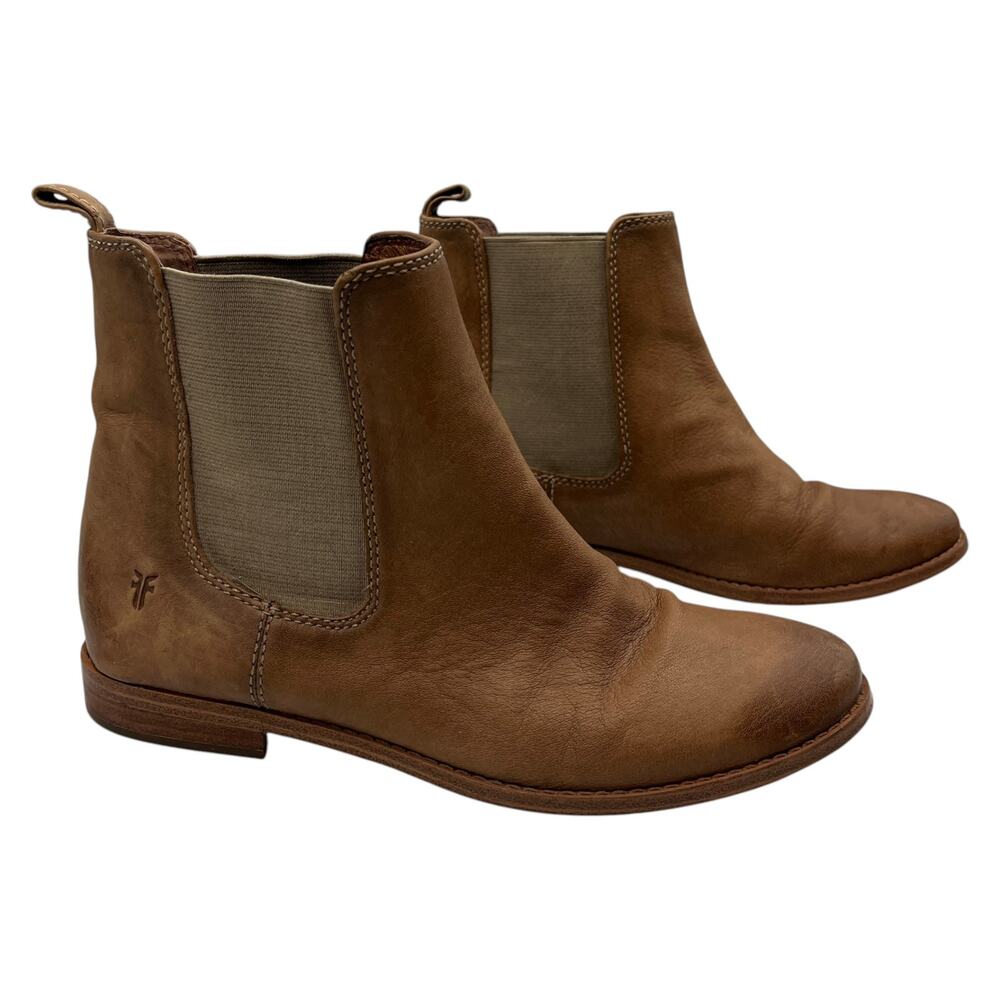 Frye Anna Chelsea Ankle Boots Booties Elastic Side Leather Ash Brown Size 7 M